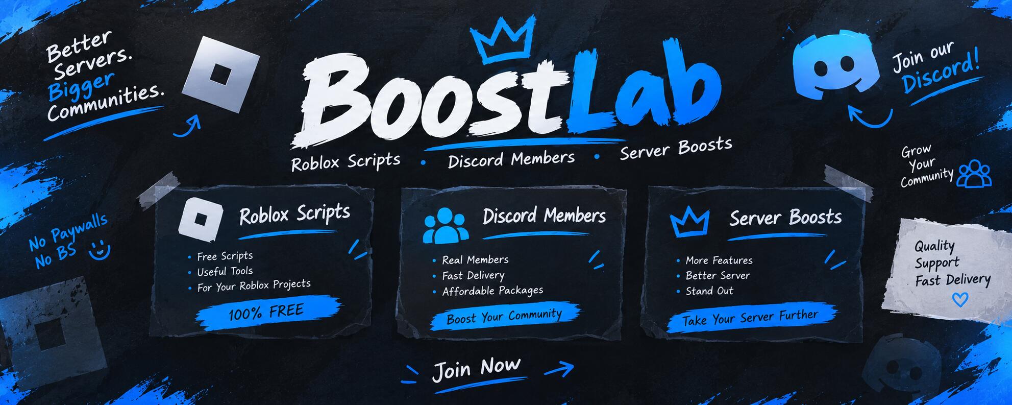 Discovery splash banner for BoostLab Discord server