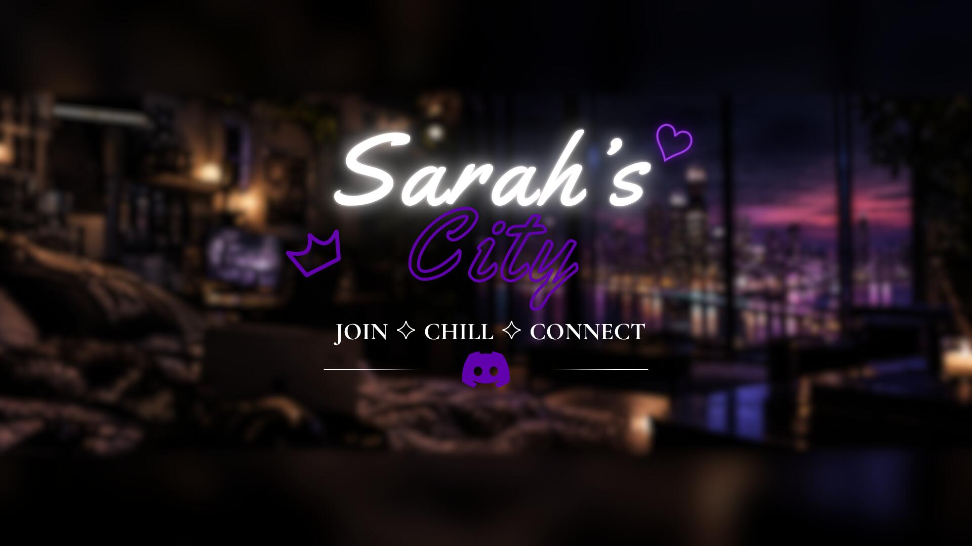 Discovery splash banner for Sarah's City Discord server